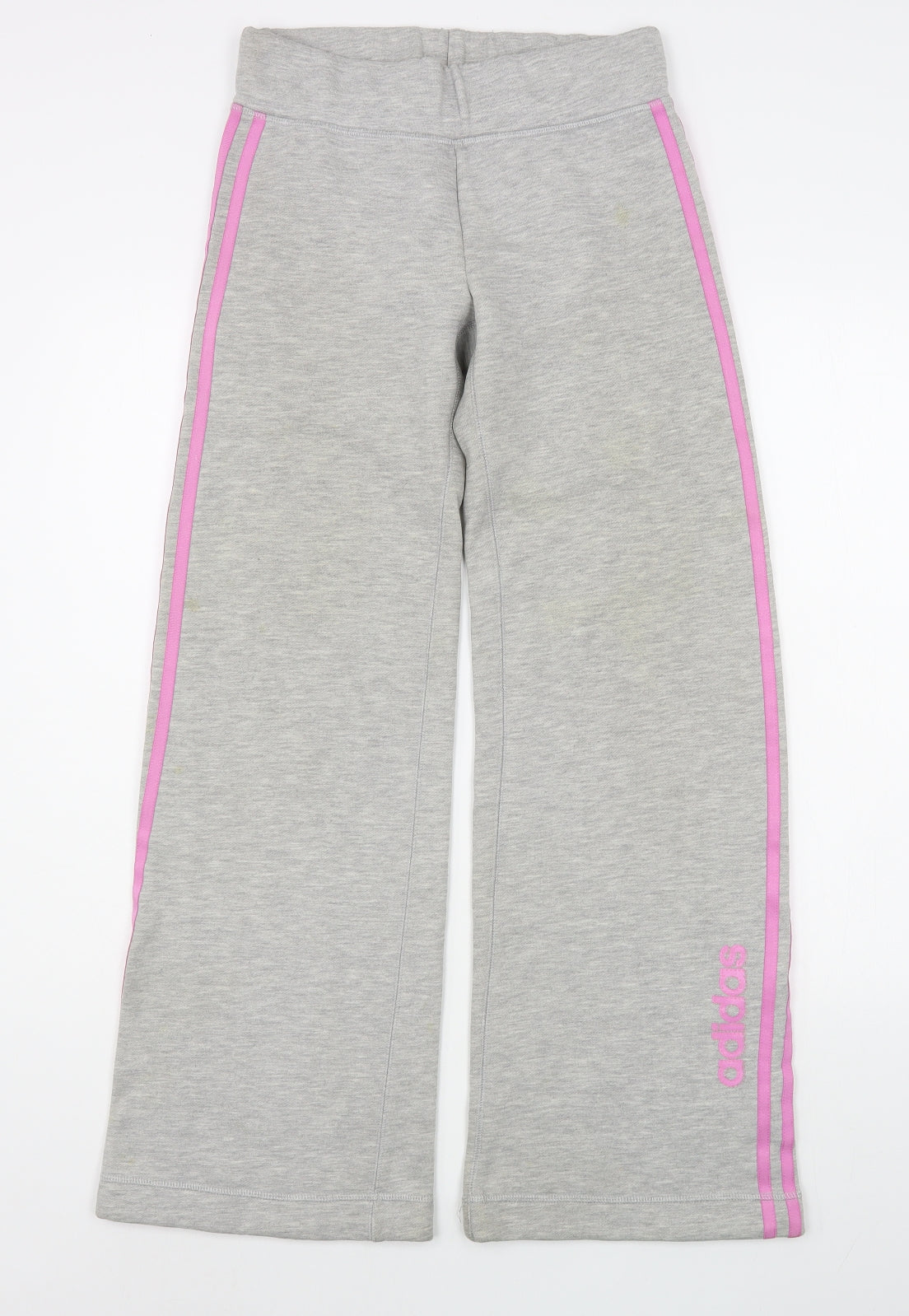 adidas Womens Grey  Cotton Jogger Trousers Size 8 L30 in Regular Tie