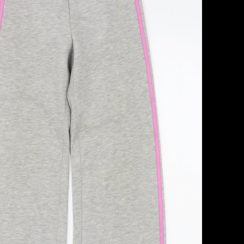 adidas Womens Grey  Cotton Jogger Trousers Size 8 L30 in Regular Tie