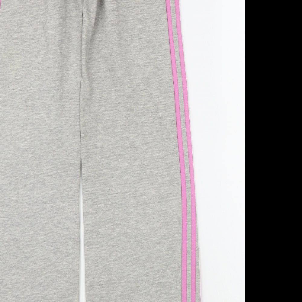 adidas Womens Grey  Cotton Jogger Trousers Size 8 L30 in Regular Tie