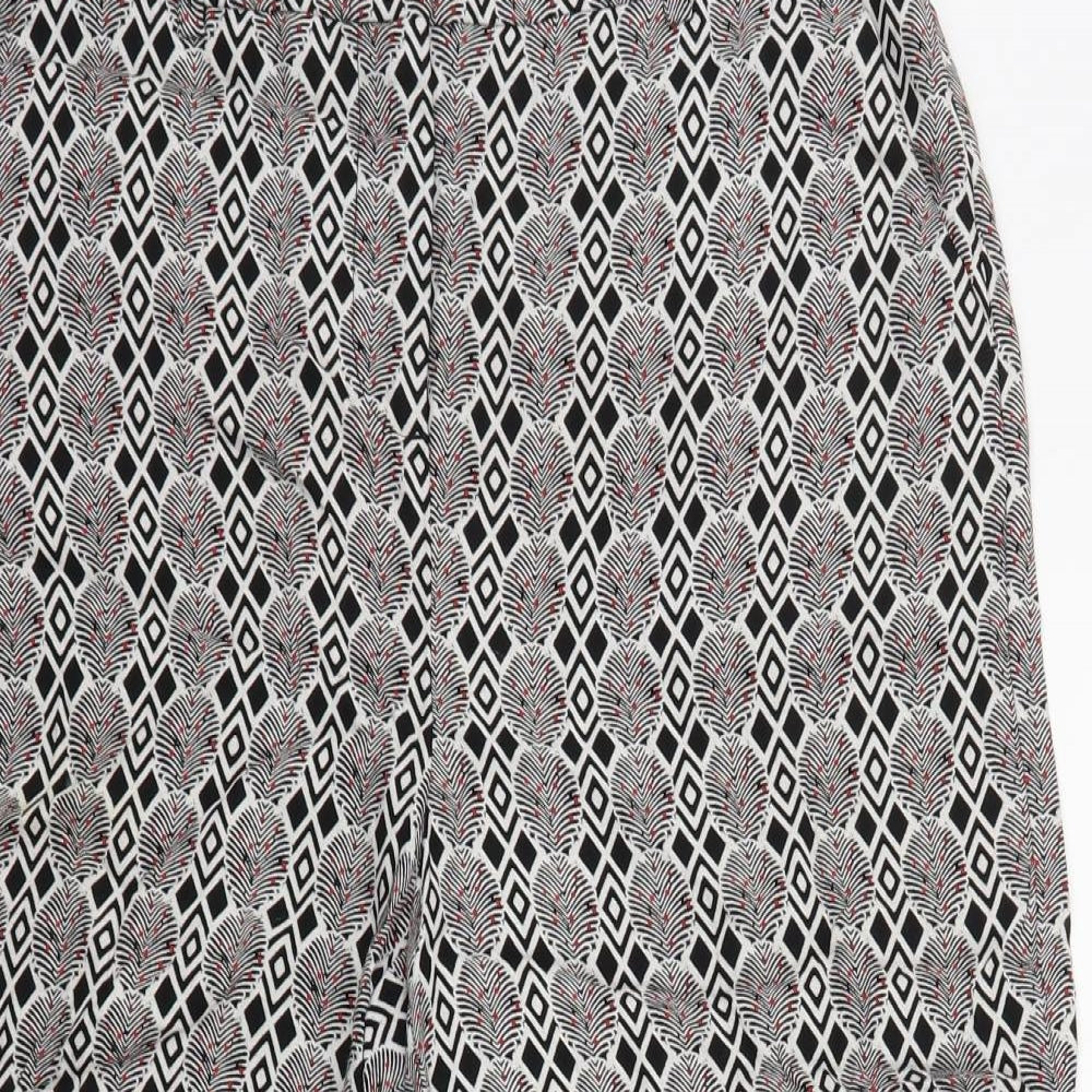 NEXT Womens Multicoloured Geometric Viscose Cropped Trousers Size 12 L20 in Regular Zip