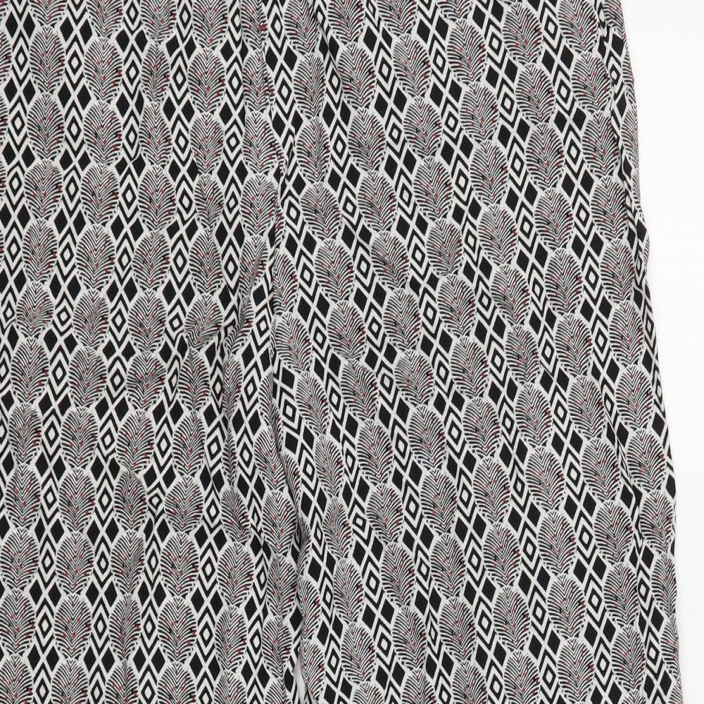 NEXT Womens Multicoloured Geometric Viscose Cropped Trousers Size 12 L20 in Regular Zip