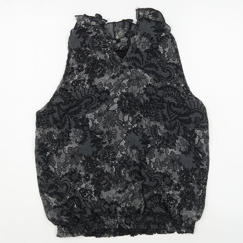 Dunnes Stores Womens Black Geometric Polyester Camisole Blouse Size 16 Scoop Neck