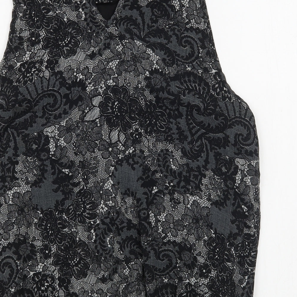 Dunnes Stores Womens Black Geometric Polyester Camisole Blouse Size 16 Scoop Neck