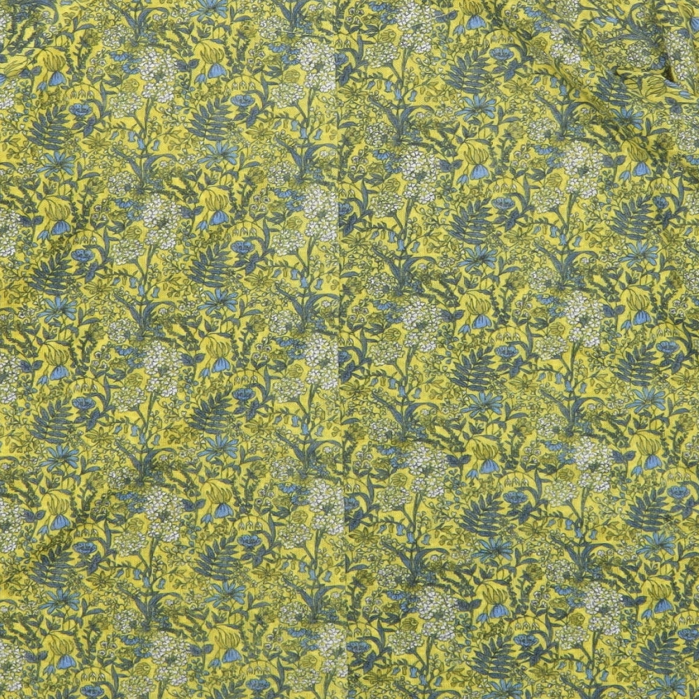 NEXT Womens Yellow Floral Polyester Basic T-Shirt Size 12 Boat Neck