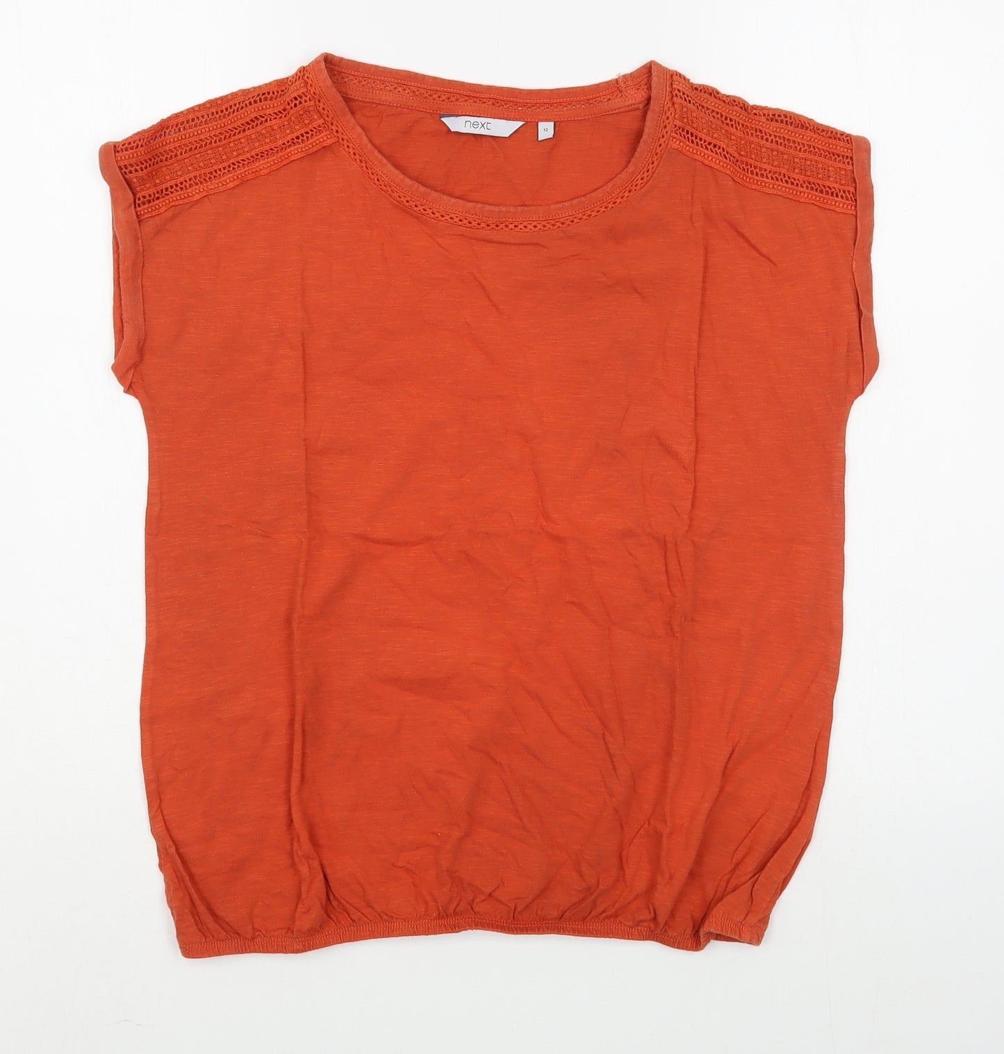 NEXT Womens Orange  100% Cotton Basic T-Shirt Size 12 Round Neck