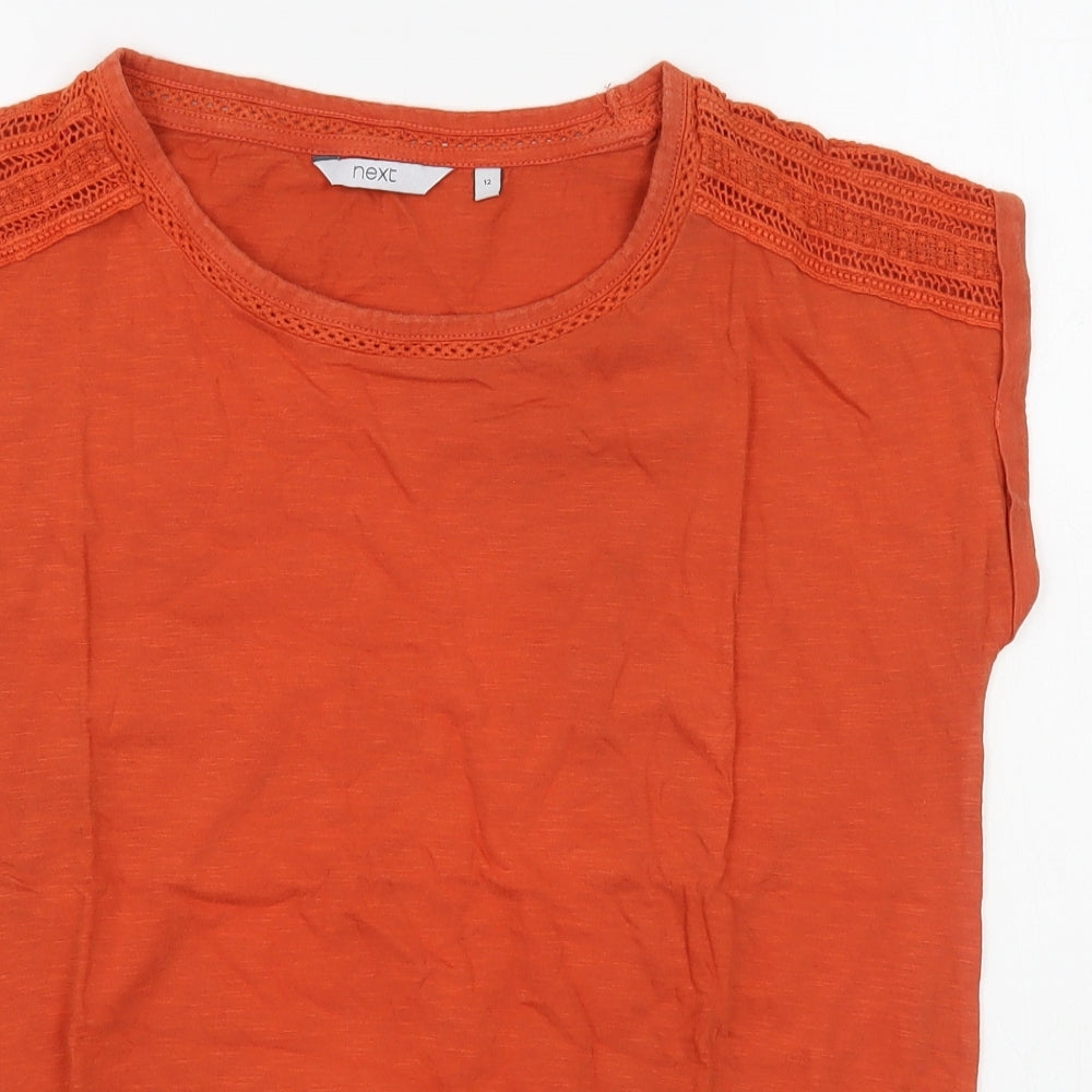 NEXT Womens Orange  100% Cotton Basic T-Shirt Size 12 Round Neck