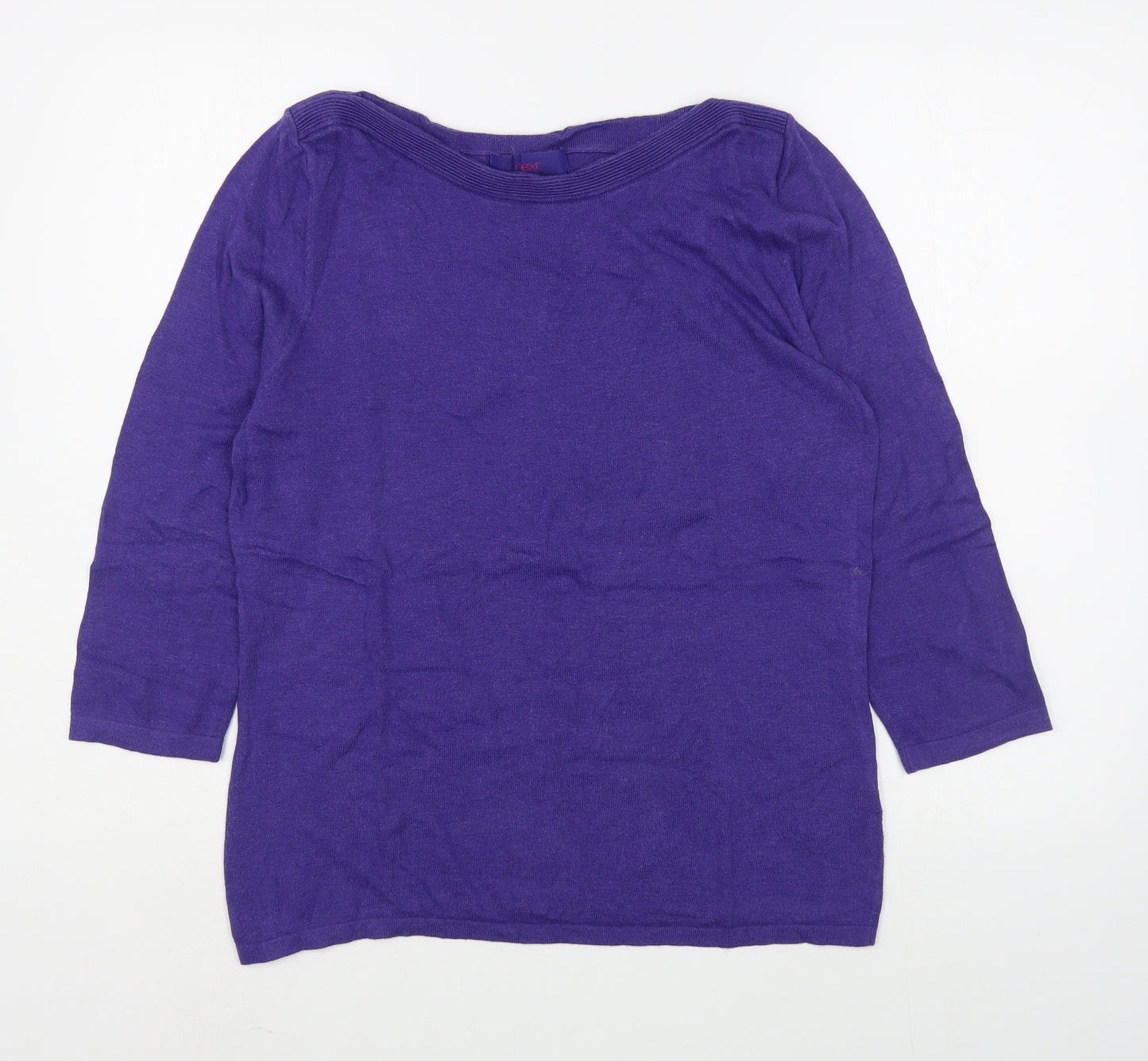 NEXT Womens Purple  Polyester Basic T-Shirt Size 4 Boat Neck
