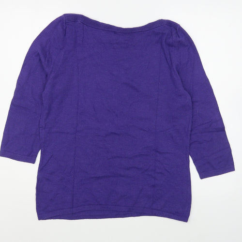 NEXT Womens Purple  Polyester Basic T-Shirt Size 4 Boat Neck
