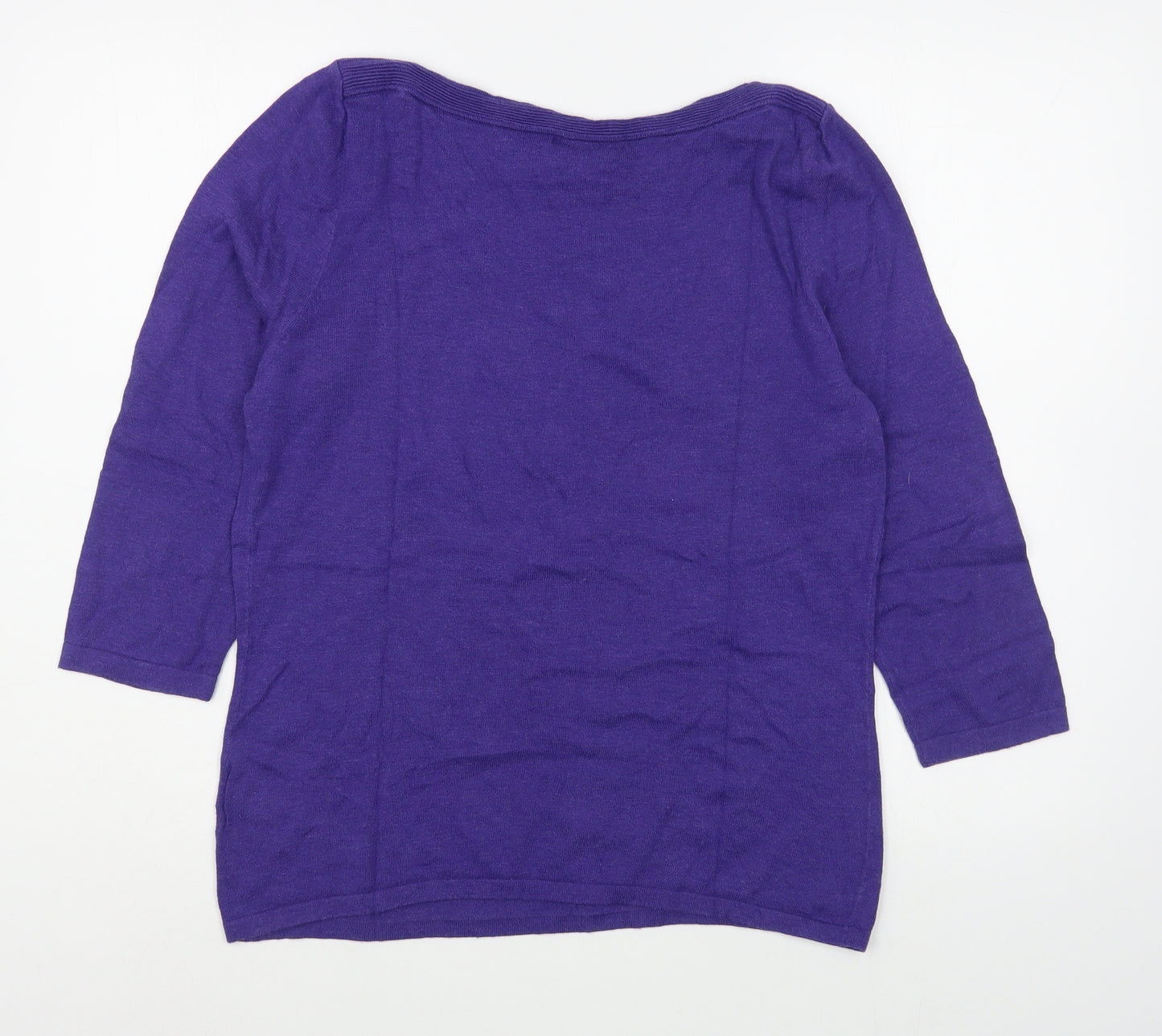 NEXT Womens Purple  Polyester Basic T-Shirt Size 4 Boat Neck