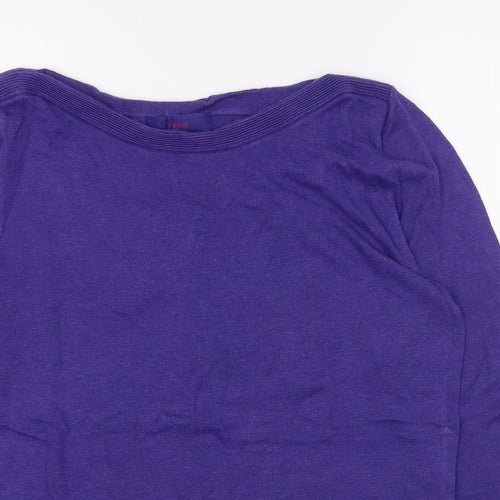 NEXT Womens Purple  Polyester Basic T-Shirt Size 4 Boat Neck