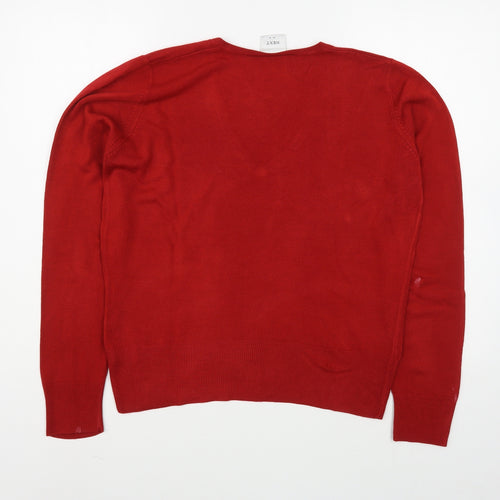 NEXT Womens Red V-Neck  Acrylic Pullover Jumper Size 14