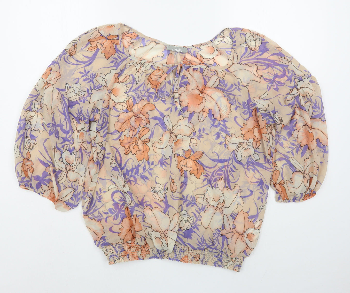 Wallis Womens Multicoloured Floral Polyester Basic Blouse Size M Scoop Neck