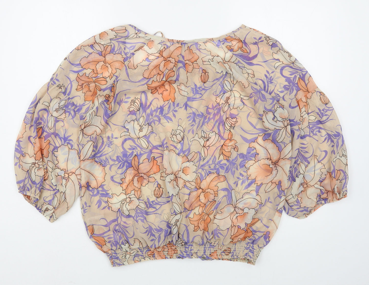 Wallis Womens Multicoloured Floral Polyester Basic Blouse Size M Scoop Neck