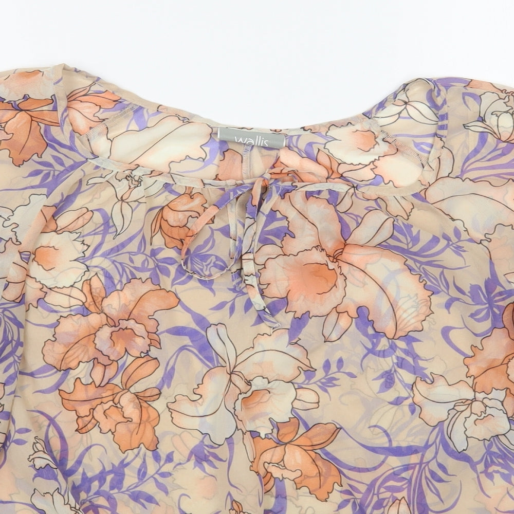 Wallis Womens Multicoloured Floral Polyester Basic Blouse Size M Scoop Neck