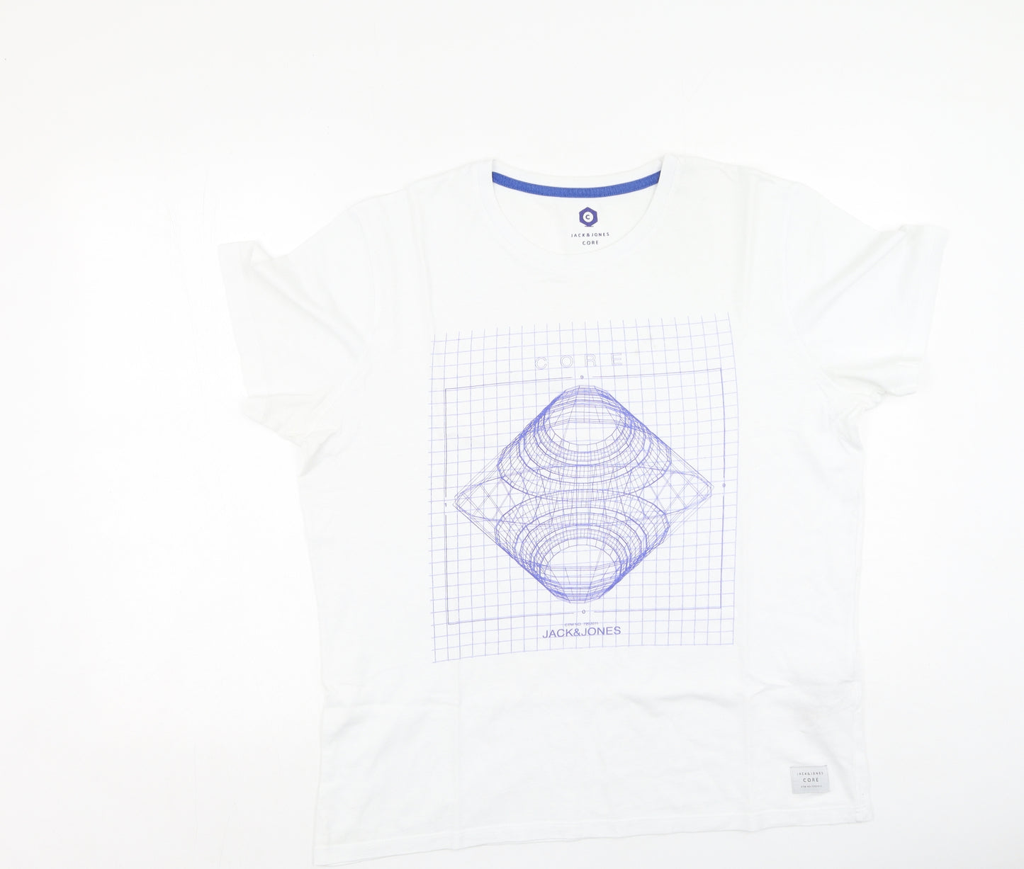 JACK AND JONES  Mens White  Cotton  T-Shirt Size XL Round Neck