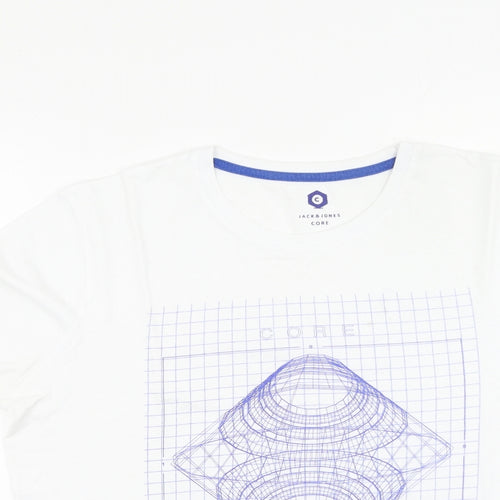 JACK AND JONES  Mens White  Cotton  T-Shirt Size XL Round Neck