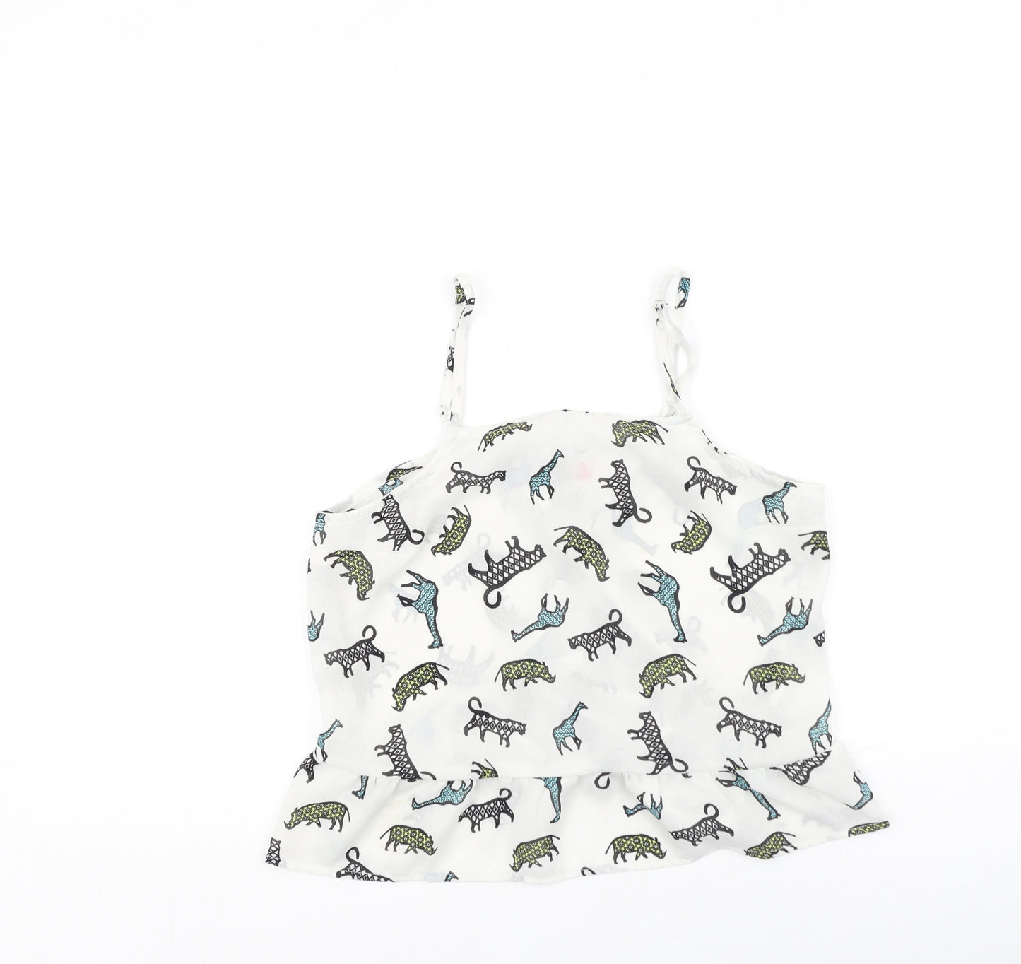 River Island  Womens White  Polyester Camisole Tank Size 12 Round Neck - animals