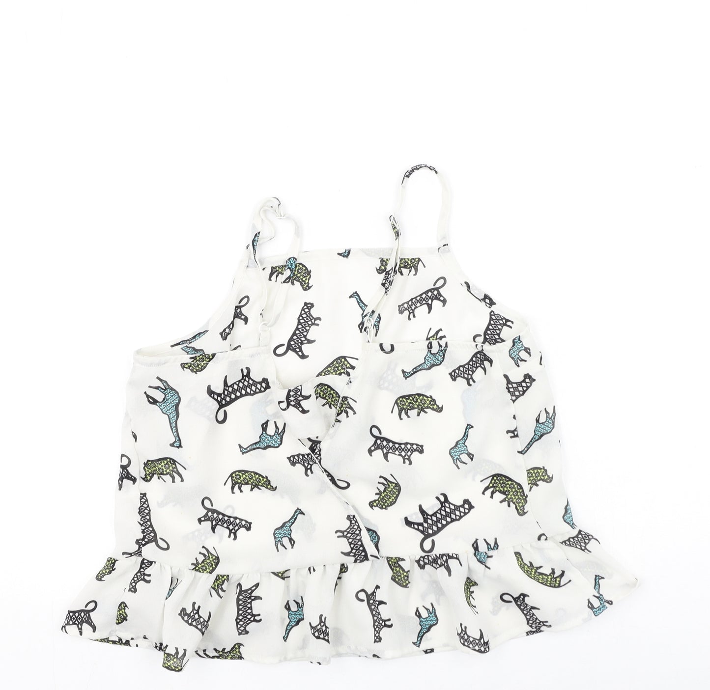 River Island  Womens White  Polyester Camisole Tank Size 12 Round Neck - animals