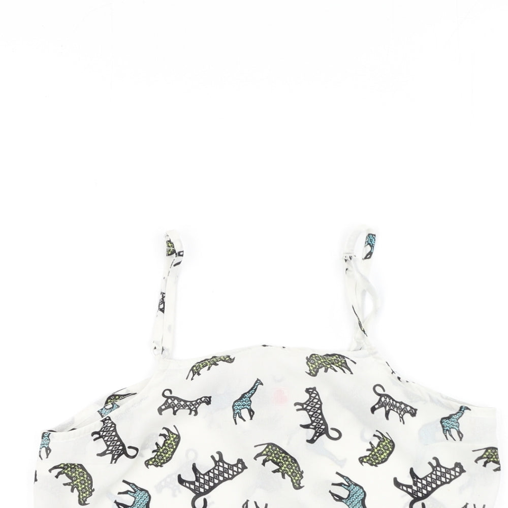 River Island  Womens White  Polyester Camisole Tank Size 12 Round Neck - animals