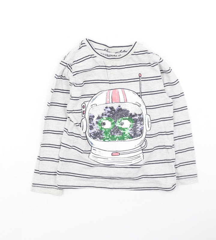 Marks and Spencer Boys Multicoloured  Cotton Basic Casual Size 2-3 Years Round Neck  - robot