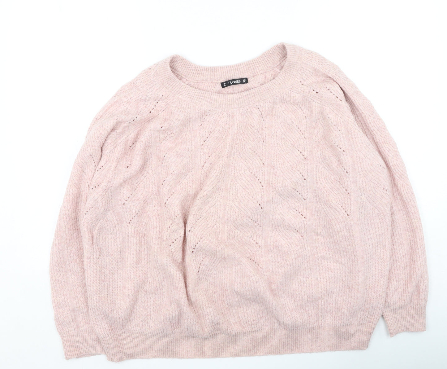 Dunnes Stores Womens Pink Round Neck  Acrylic Pullover Jumper Size 2XL