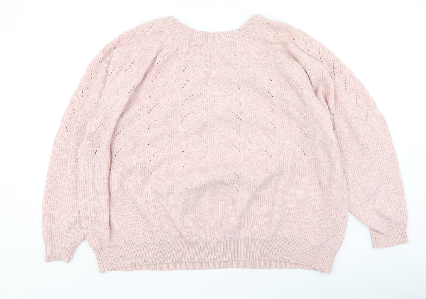 Dunnes Stores Womens Pink Round Neck  Acrylic Pullover Jumper Size 2XL