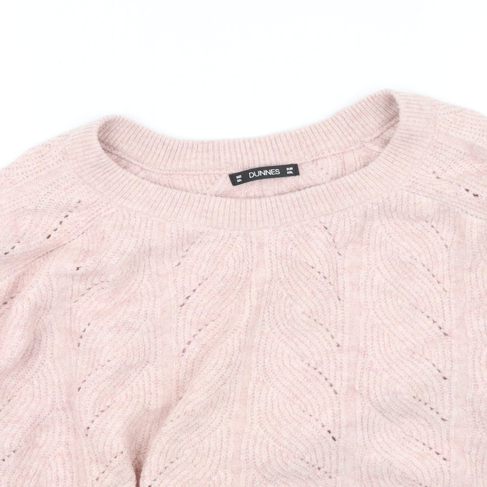 Dunnes Stores Womens Pink Round Neck  Acrylic Pullover Jumper Size 2XL