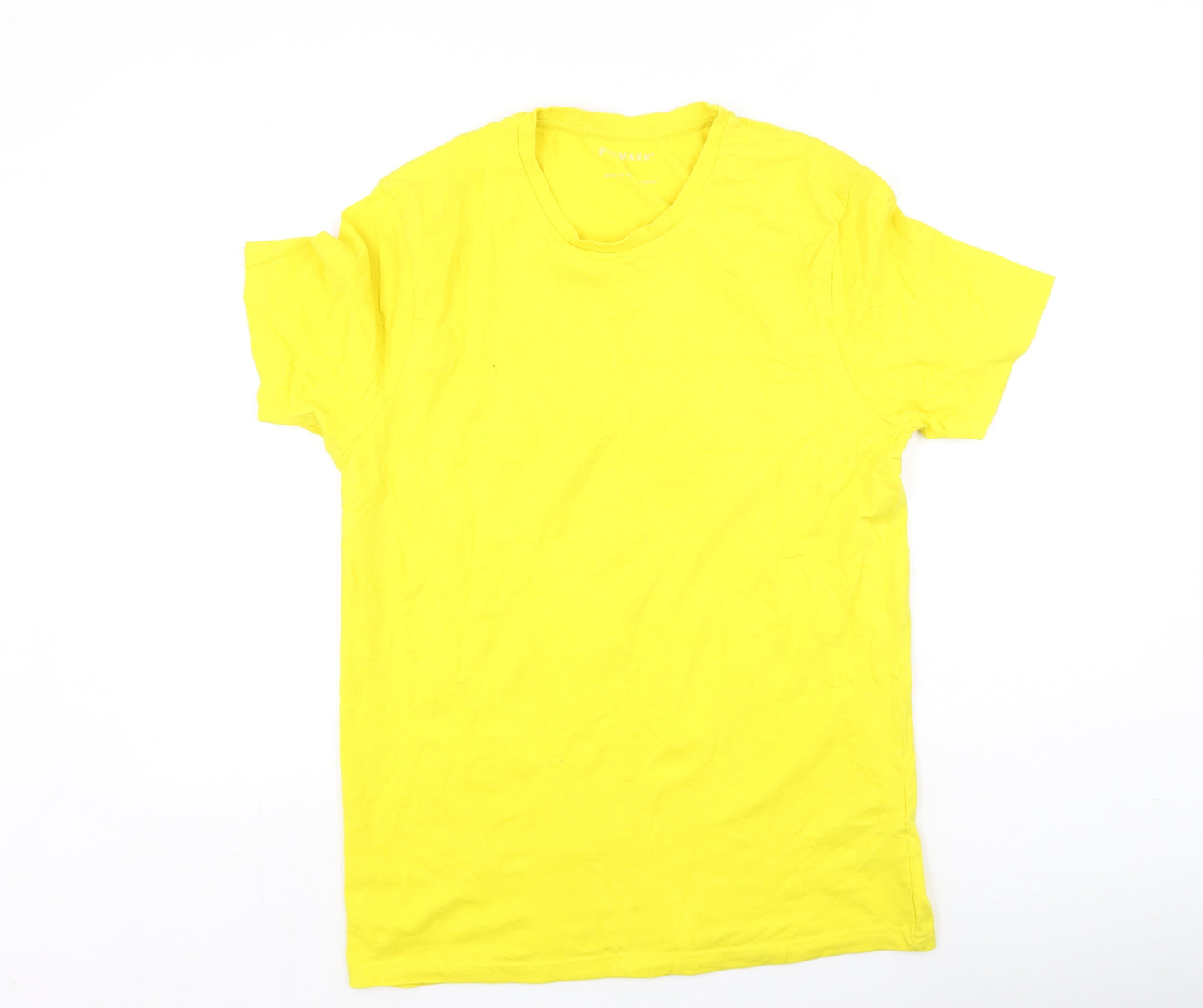 Primark  Mens Yellow  Cotton  T-Shirt Size L Round Neck