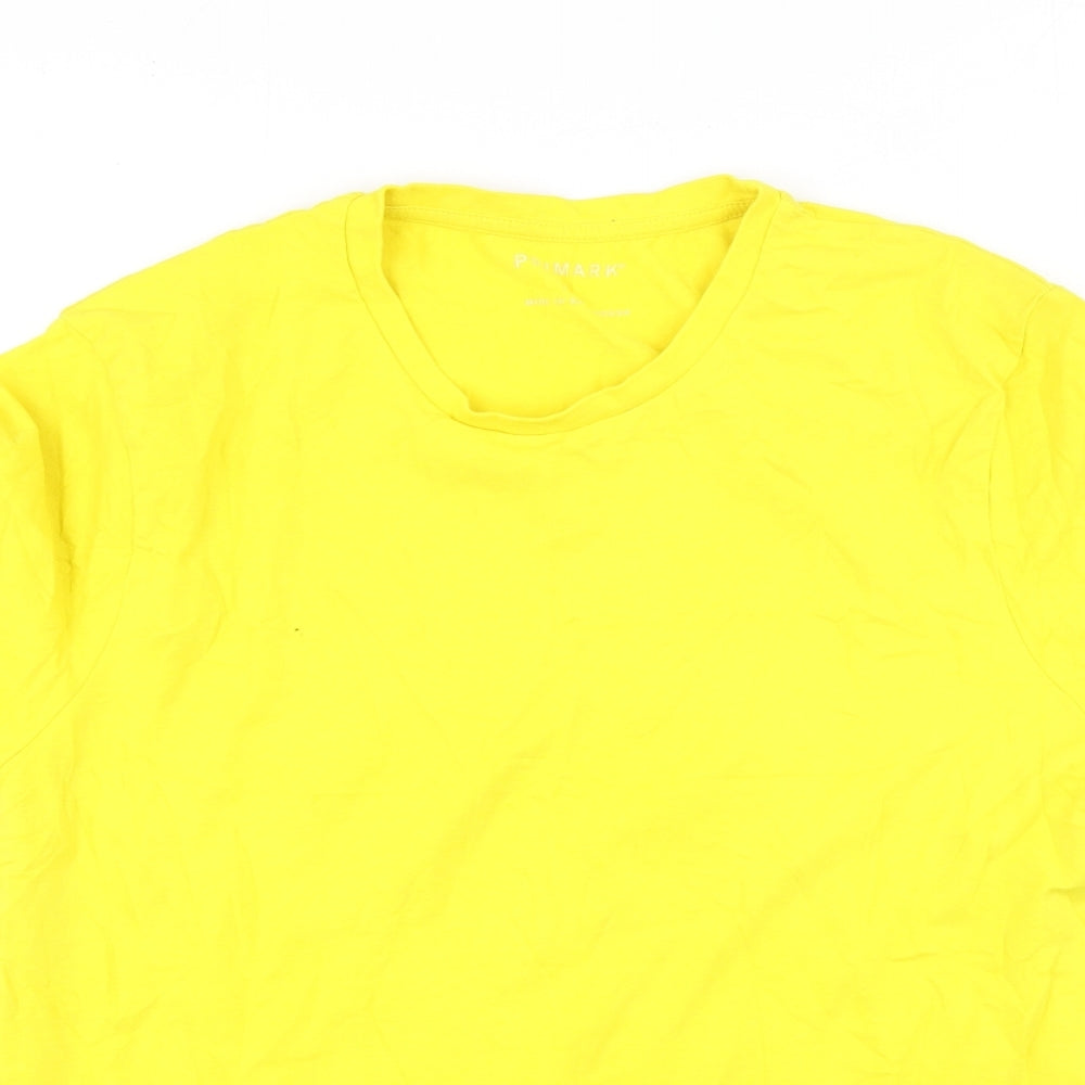 Primark  Mens Yellow  Cotton  T-Shirt Size L Round Neck