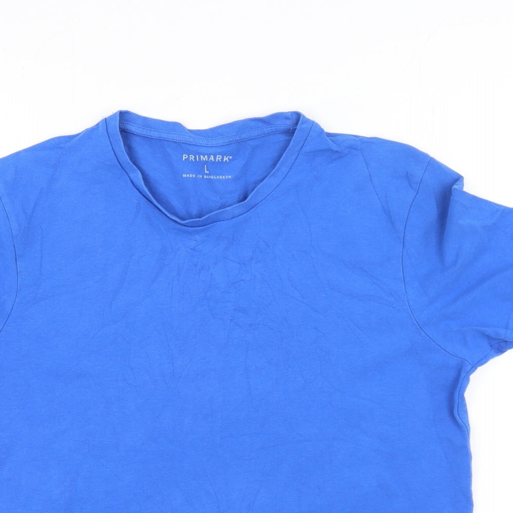 Primark  Womens Blue  Cotton Basic T-Shirt Size L Round Neck