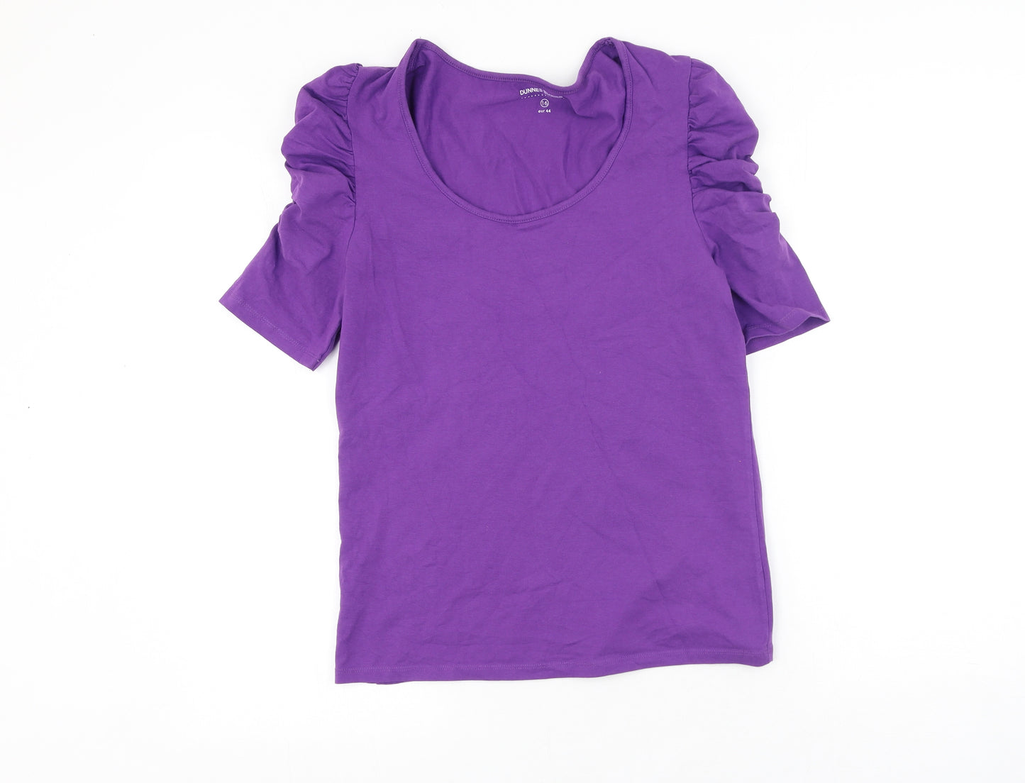 Dunnes Stores Womens Purple  Cotton Basic T-Shirt Size 16 Round Neck