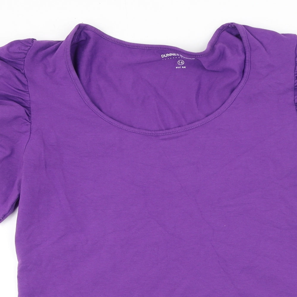 Dunnes Stores Womens Purple  Cotton Basic T-Shirt Size 16 Round Neck