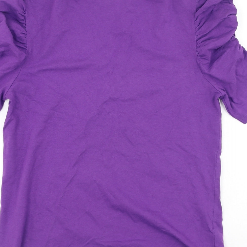 Dunnes Stores Womens Purple  Cotton Basic T-Shirt Size 16 Round Neck