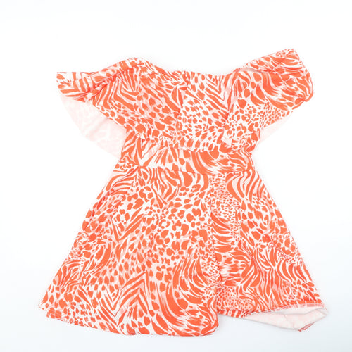 New Look Womens Red Animal Print Cotton Playsuit One-Piece Size 10 L10 in