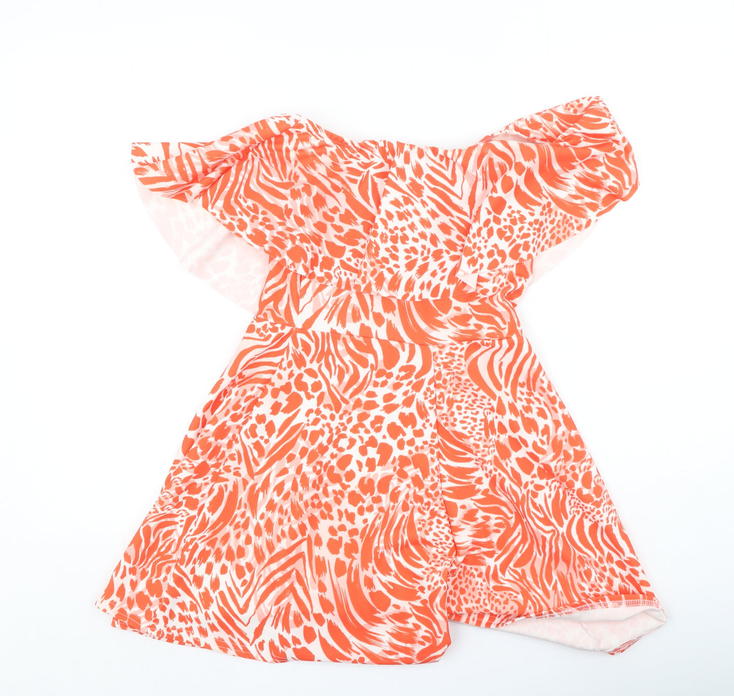 New Look Womens Red Animal Print Cotton Playsuit One-Piece Size 10 L10 in
