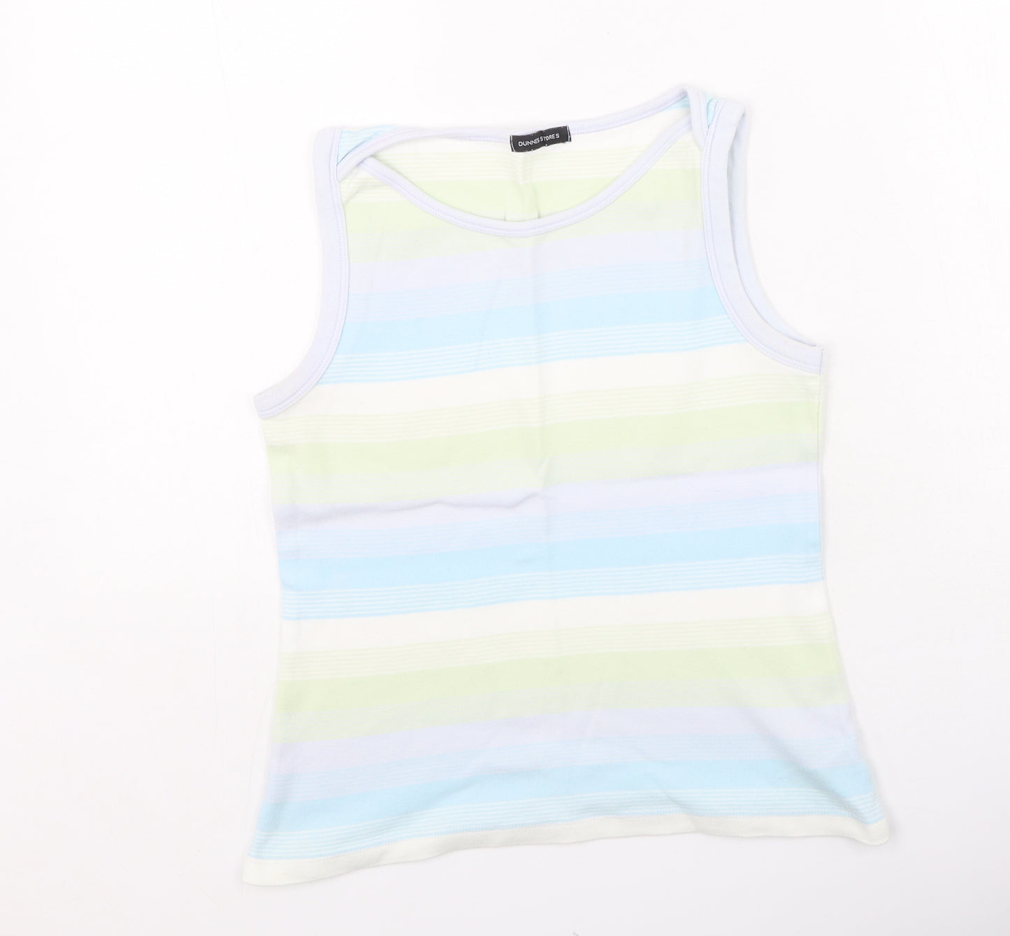 Dunnes Stores Womens Multicoloured Striped Cotton Basic T-Shirt Size 10 Round Neck