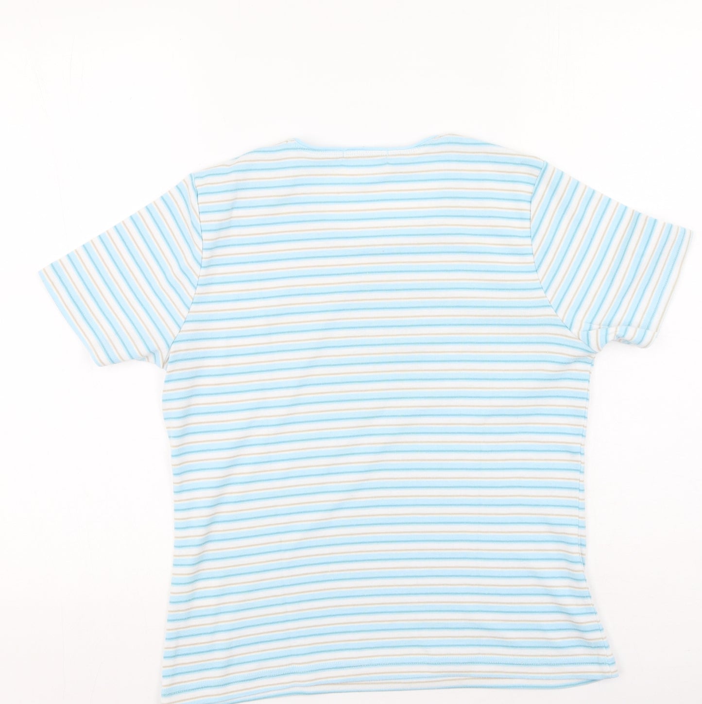 Viz a Viz` Womens Multicoloured Striped Cotton Basic T-Shirt Size 12 Round Neck
