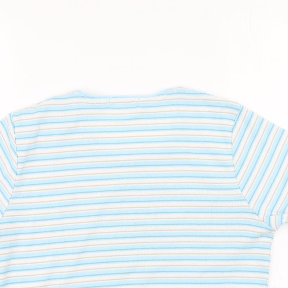 Viz a Viz` Womens Multicoloured Striped Cotton Basic T-Shirt Size 12 Round Neck
