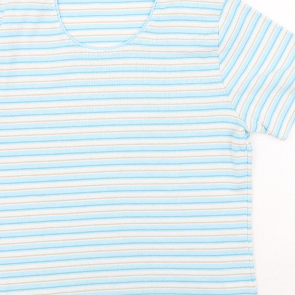 Viz a Viz` Womens Multicoloured Striped Cotton Basic T-Shirt Size 12 Round Neck