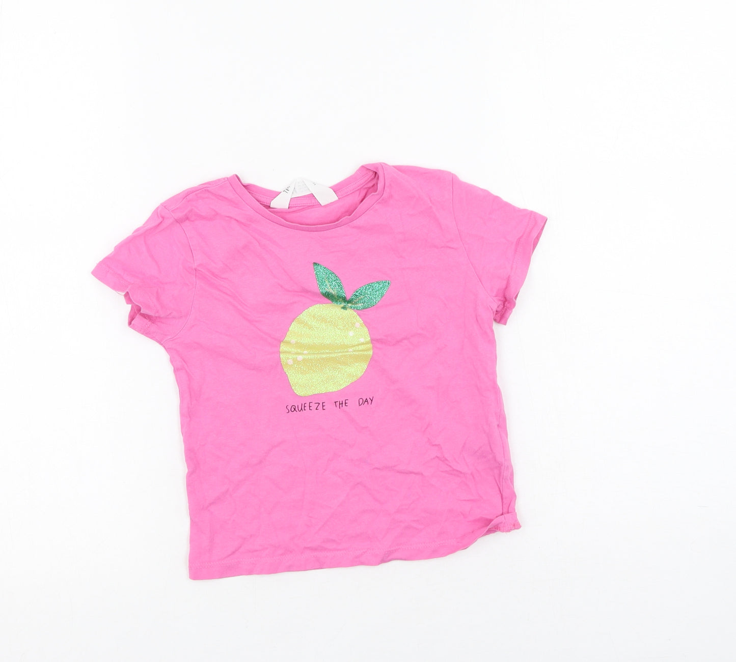 H&M Girls Pink  Cotton Basic Casual Size 2-3 Years Round Neck