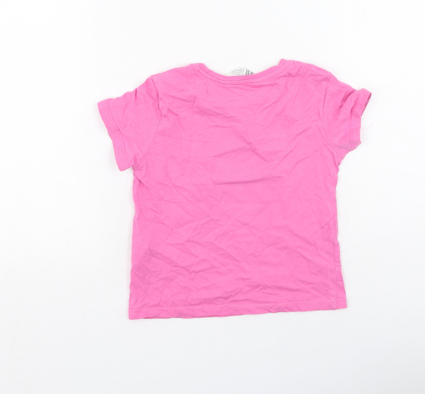 H&M Girls Pink  Cotton Basic Casual Size 2-3 Years Round Neck