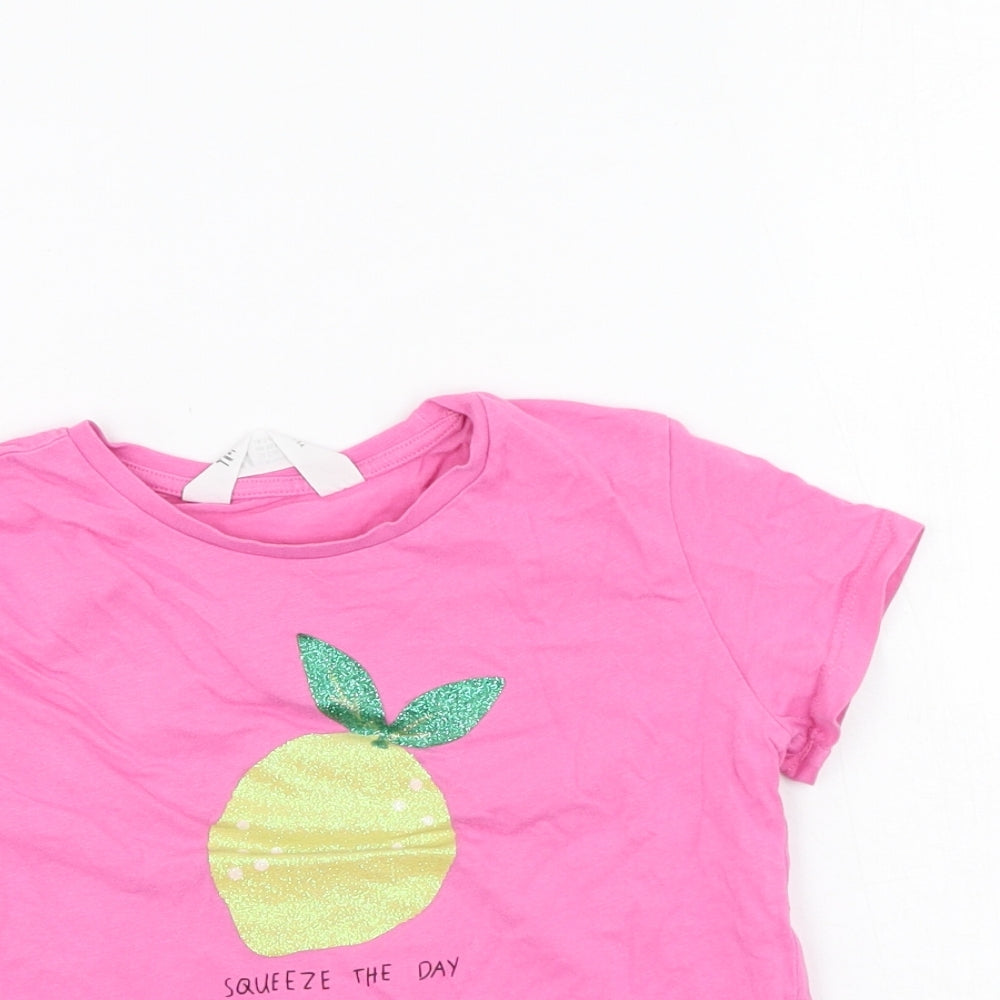 H&M Girls Pink  Cotton Basic Casual Size 2-3 Years Round Neck
