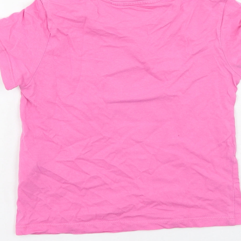 H&M Girls Pink  Cotton Basic Casual Size 2-3 Years Round Neck