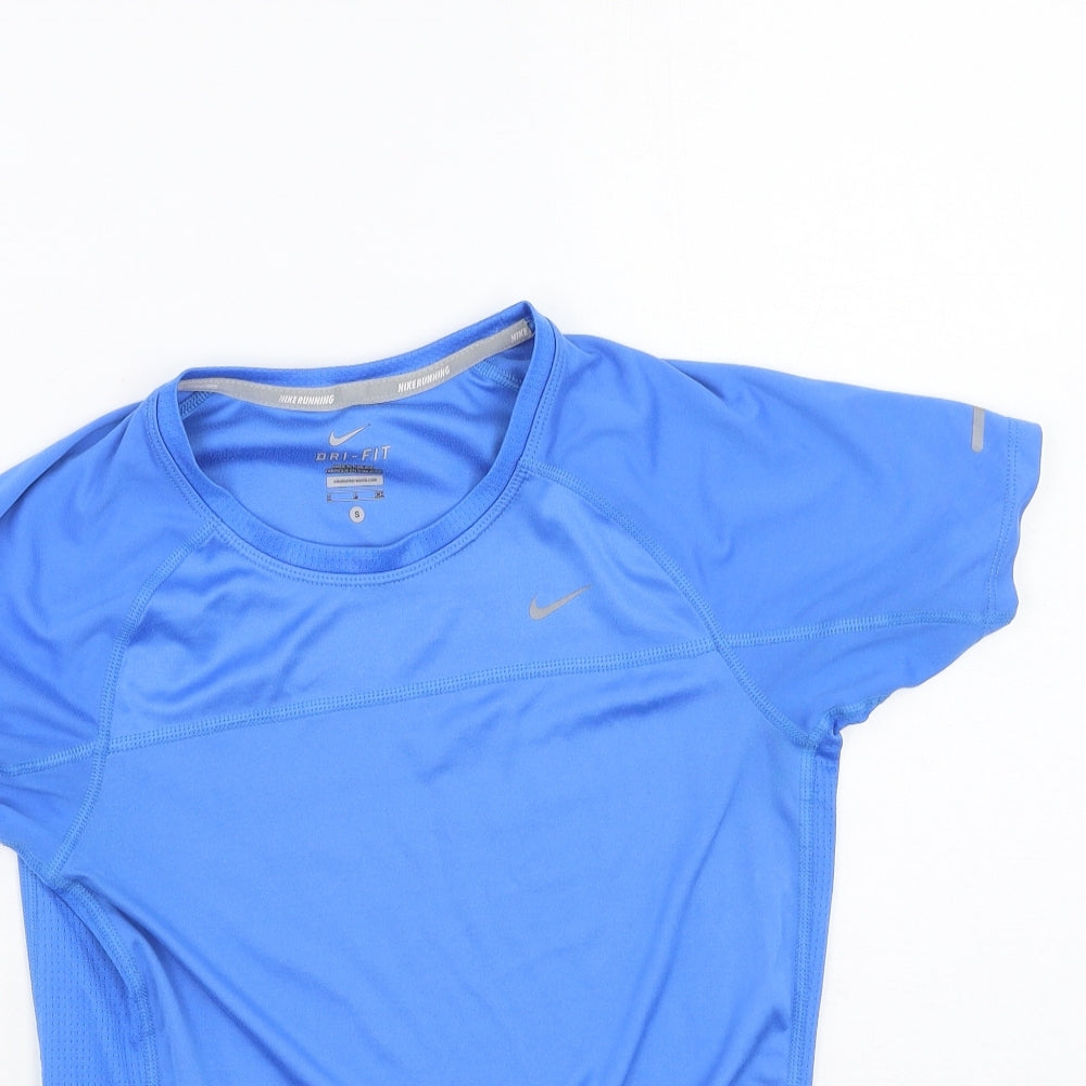Nike Mens Blue  Polyester Basic T-Shirt Size S Round Neck