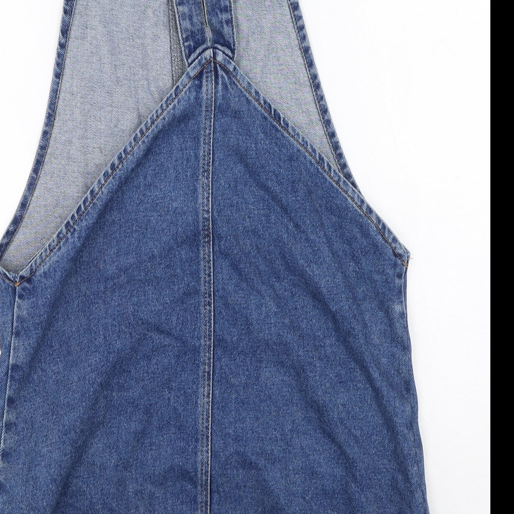 Topshop Womens Blue Floral Cotton Dungaree One-Piece Size 10