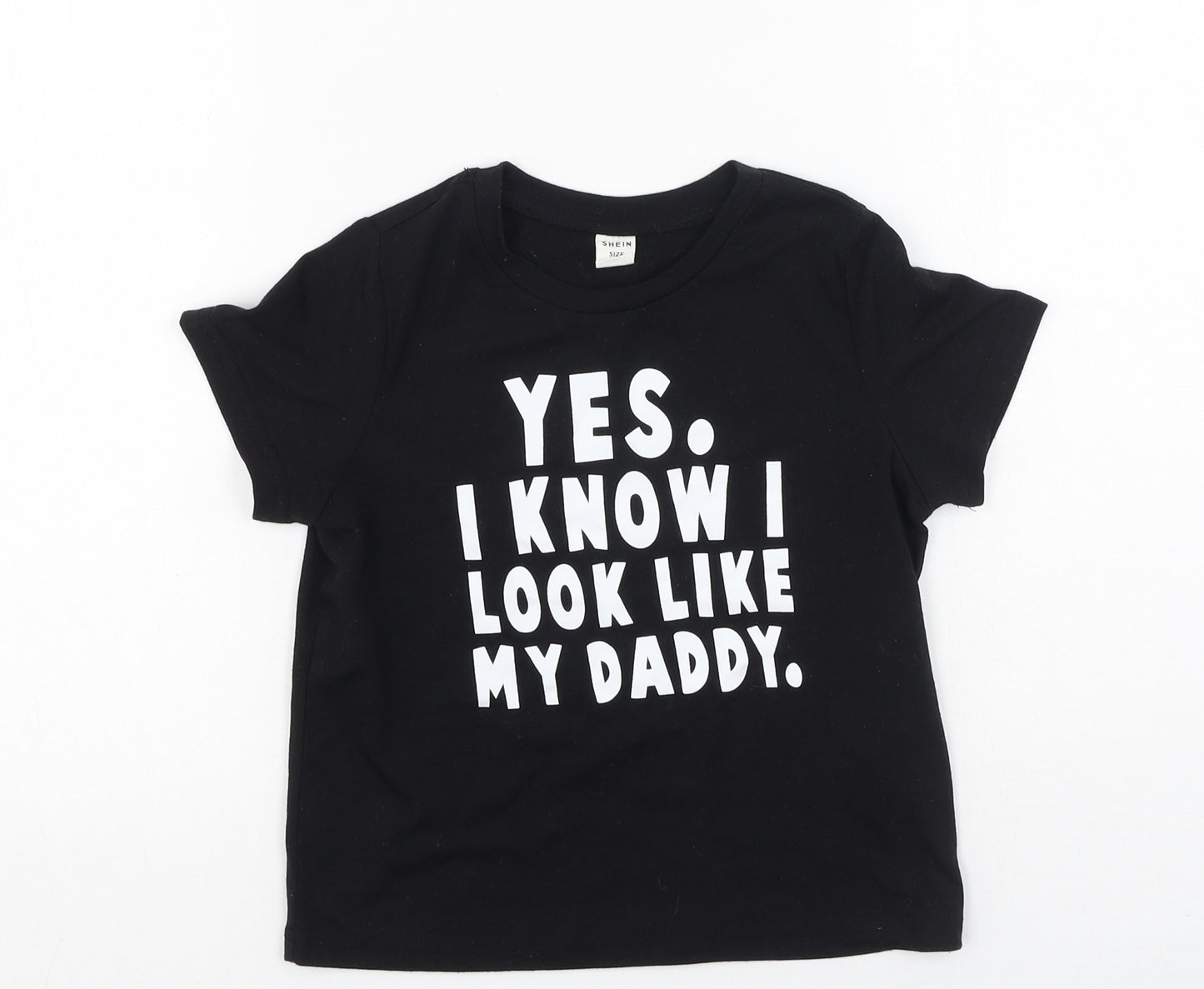 SheIn Boys Black  Cotton Jersey T-Shirt Size 5 Years Round Neck