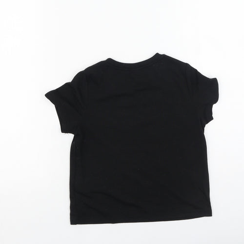 SheIn Boys Black  Cotton Jersey T-Shirt Size 5 Years Round Neck