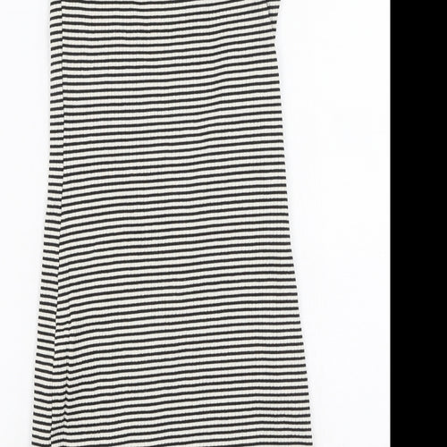 River Island  Womens Black Striped Cotton Bodycon  Size 6  Off the Shoulder