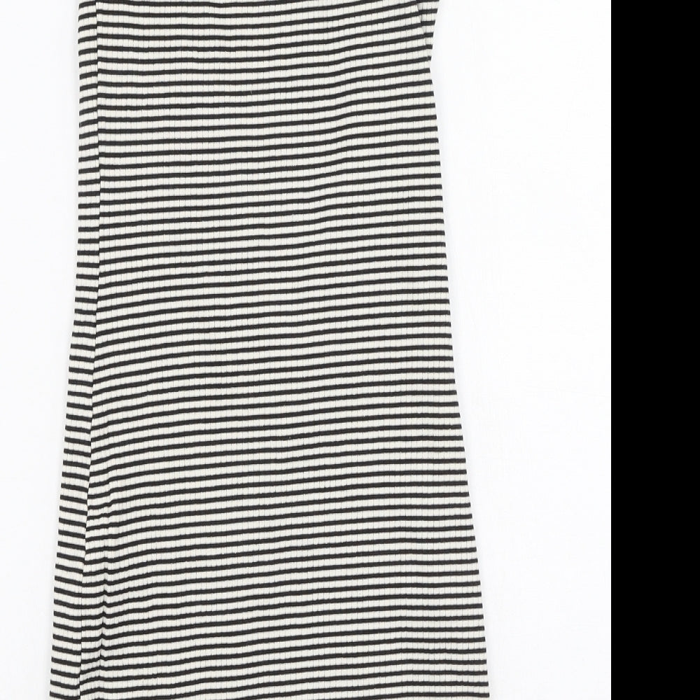 River Island  Womens Black Striped Cotton Bodycon  Size 6  Off the Shoulder