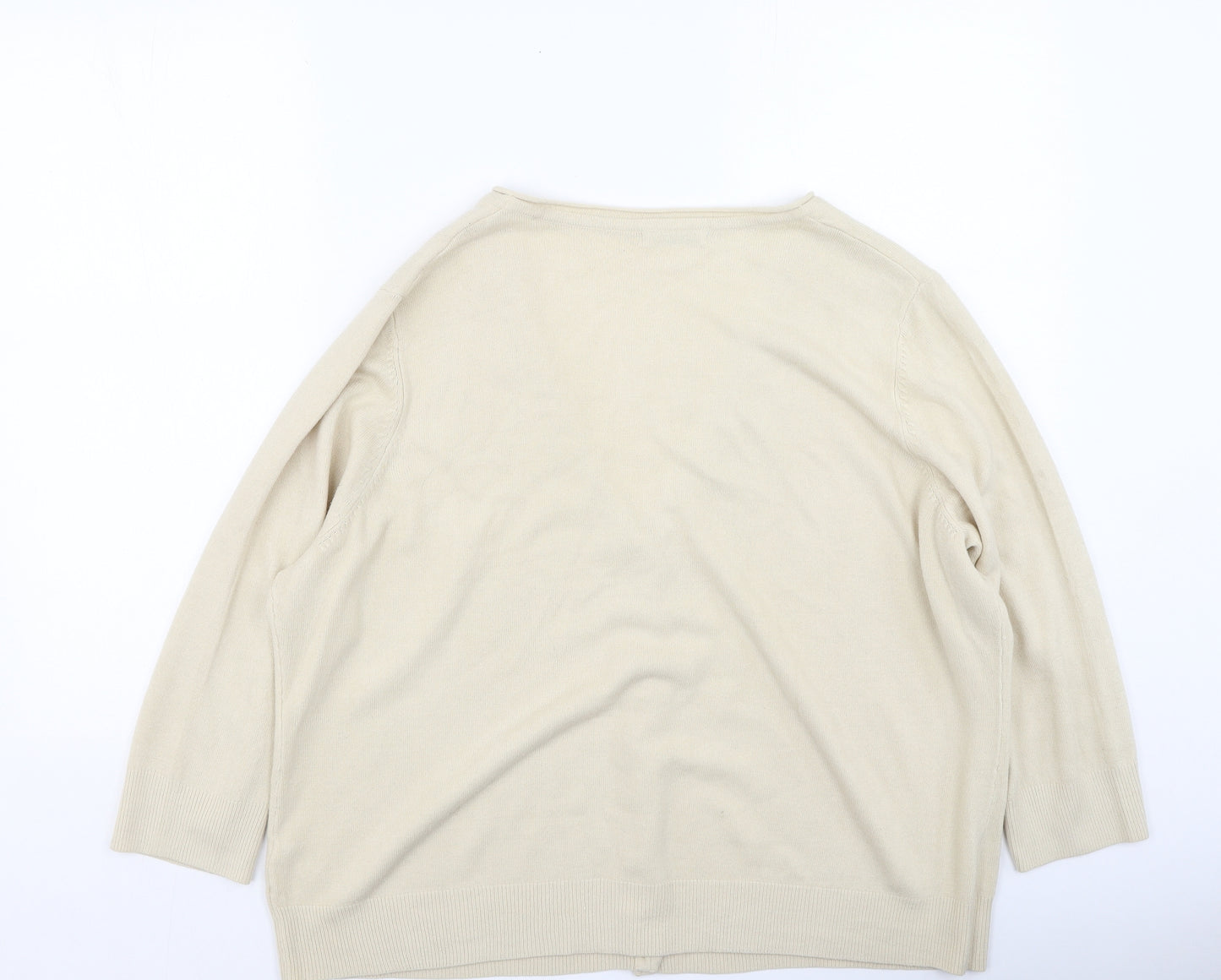 George  Womens Beige V-Neck  Cotton Cardigan Jumper Size 24